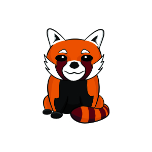 a cartoon style Illustration of a red panda